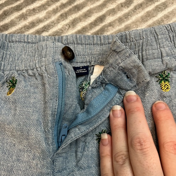 Janie and Jack Chambray Pineapple Linen Blend Shorts - Size 5 - Picture 3 of 9